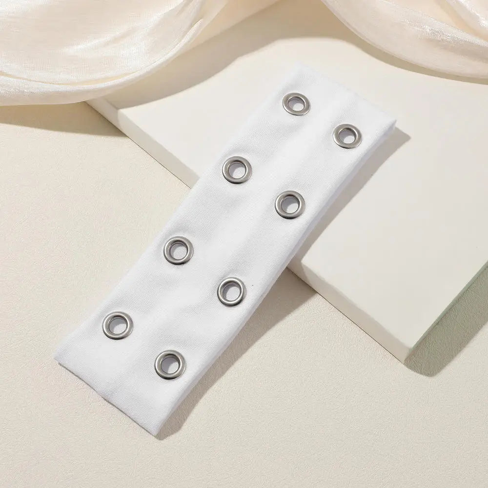 Y2K Girl Hollowed Out Wide Elastic Headband With Eyelets Punk Headwrap Rock Grunge Stretchy Headbands for Women Hair Accessories