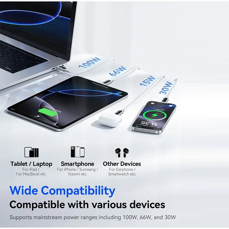100W USB Type C Automatic Power Off 1.2M Data Cable  Type C To Type C Fast Charging Cable For iPhone 17 16 15 Huawei OPPO Xiaomi
