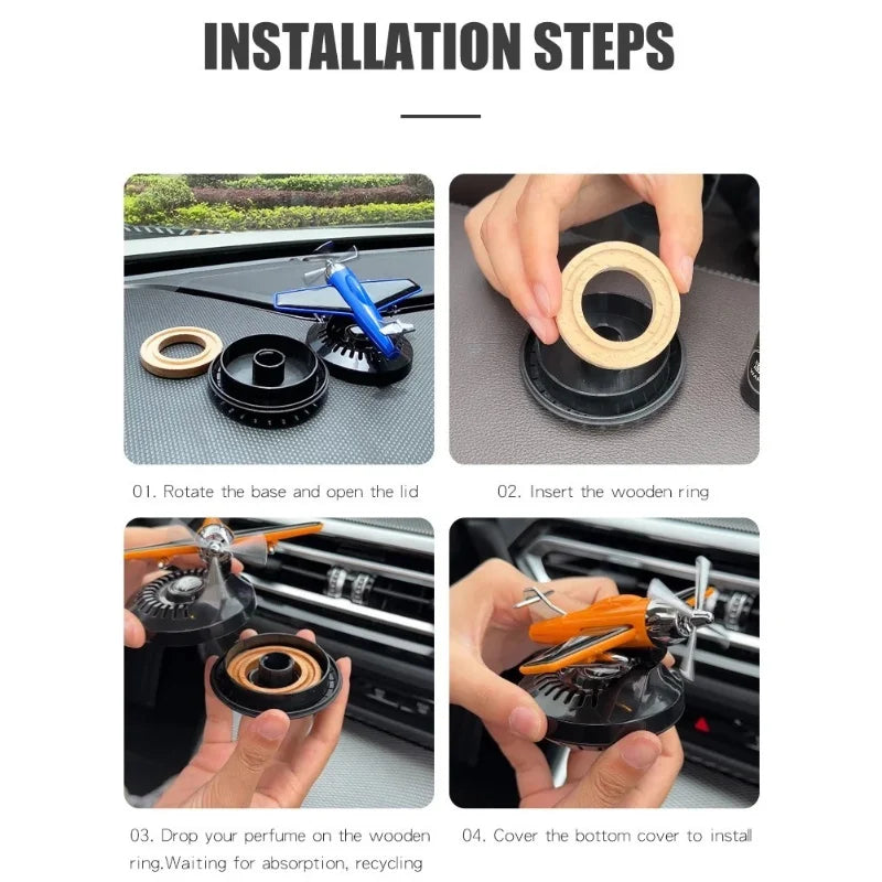 DIY Perfume Odorless car ornaments solar powered rotating helicopter air freshener decoration accessories fragrance diffuser men