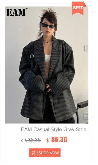 EAM Japanese Style Turn-Down Collar Double Breasted High-Low Hem Cropped Trench Coat Women's Jacket 2026 Autumn New