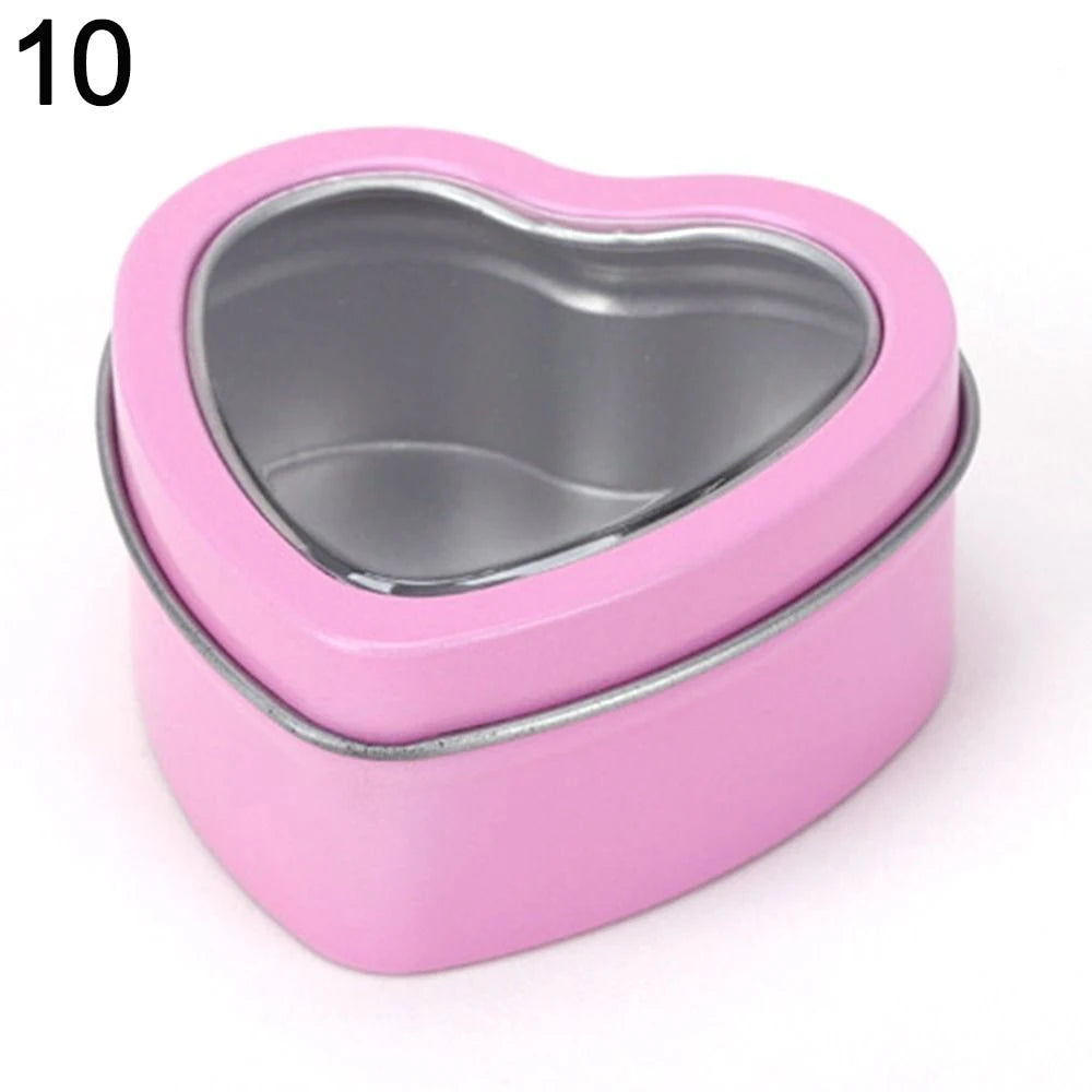Heart Shape Metal Box Aluminum Tin Jar for Cream Balm Nail Candle Cosmetic Container Refillable Tea Cans Candy Packaging Box 1Pc