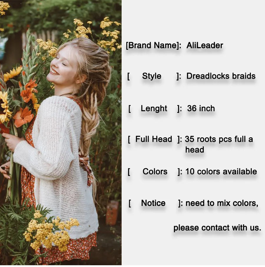 20"36Inch 5Strands Handmade Dreadlocks Extensions Ombre Synthetic Dreads Dreadlocks Twist Braiding Hair Reggae Dreads Braids 