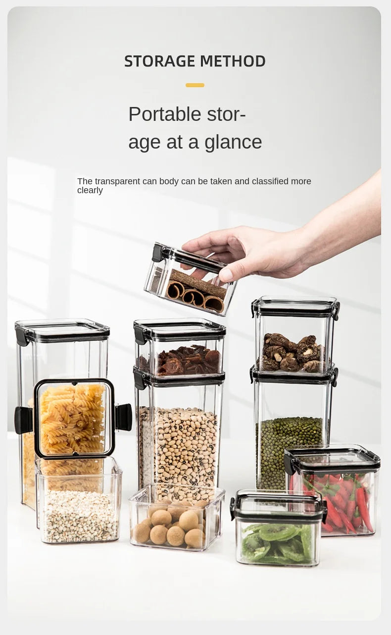 Sealed Jars Kitchen Grain Storage Organizer Large Tank Plastic Moisture-proof Storage Box Household Seasoning Jars Set 2030