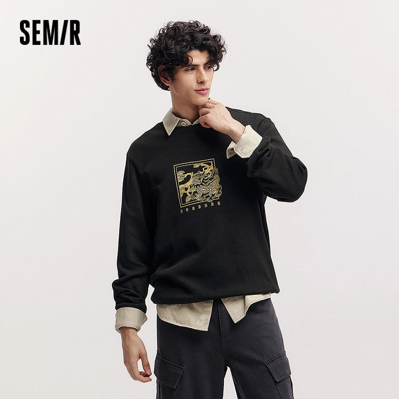 Semir Pullover Sweatshirt Men 2025 New Spring Couple's Outfits Chinese Style Embroidery New Year Couple's Costume