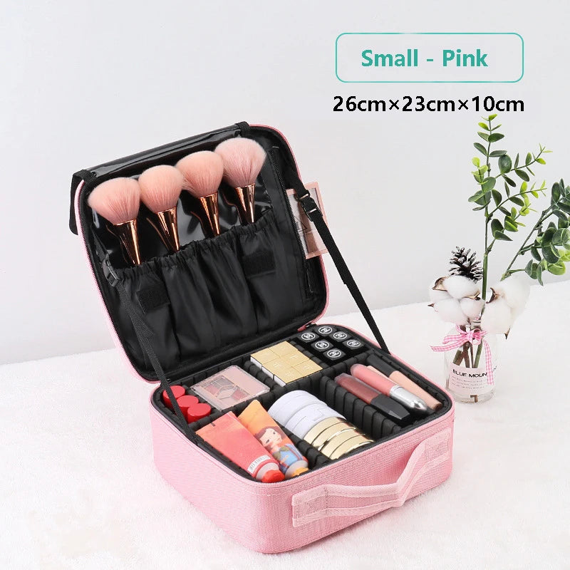 Large Capacity Makeup Case - 3 Sizes Cosmetic Organizer Brush Bag Barber Train Case for Makeup Artists Hair Cutter Sets