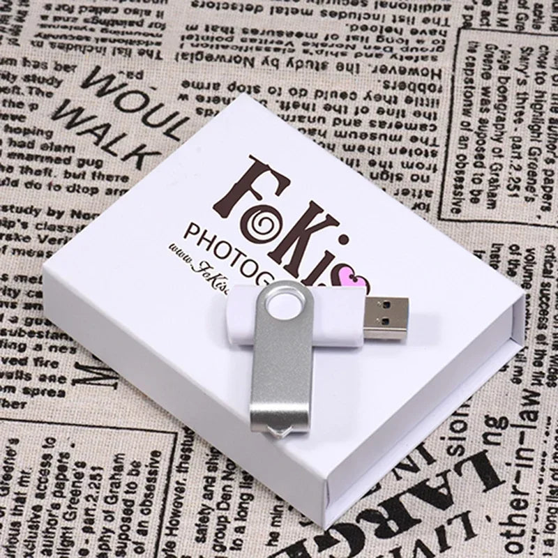 Gift Box Custom The Logo for Free Pen Drive Real Capacity USB Flash Drives Black Memory Stick Color Printing 64GB/32GB U Disk