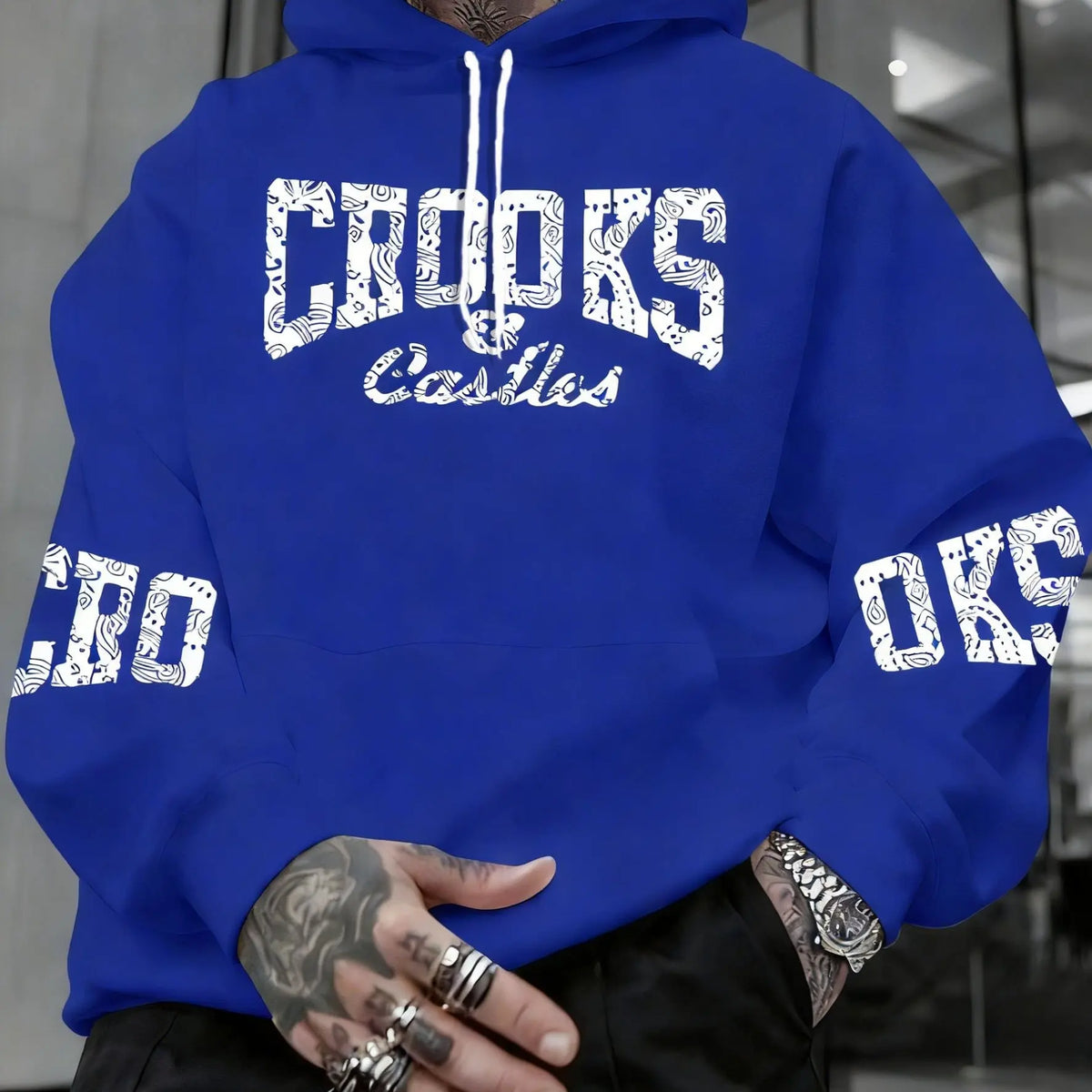 Men's Crooks & Castles Hooded with Iconic Print - Loose Fit Streetwear Hoodie, Slight Stretch Fabric, Machine Washable Winter