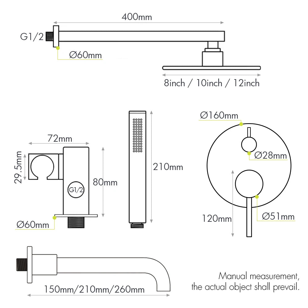 Bathroom Shower Faucet Brushed Rose Gold Smesiteli Brass 3 Way Diverter Valve Kit Hot & Cold Mixer Tap Tub Spout Hand Spray
