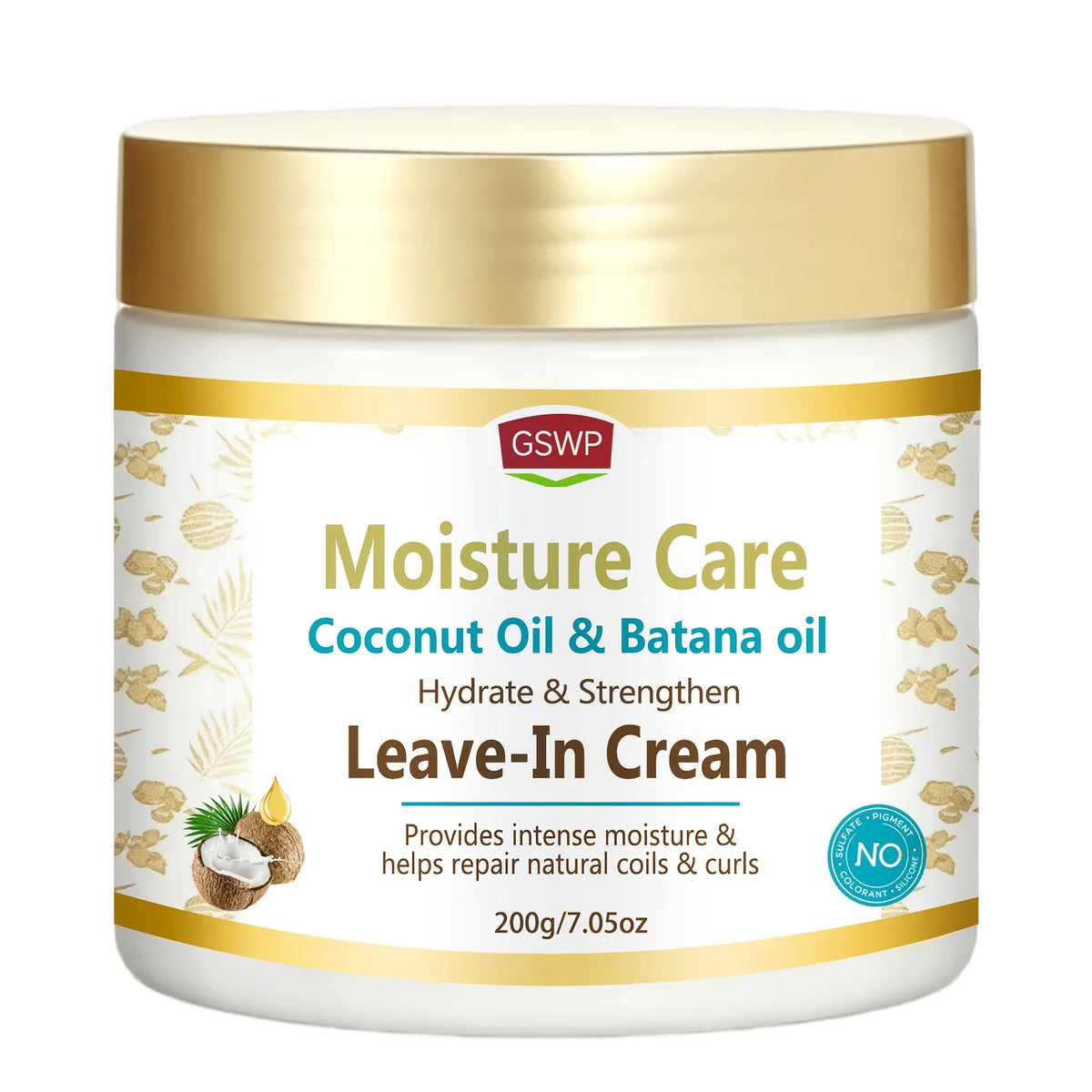 GSWP 2-IN-1 Coconut Oil & Batana Oil Leave-In Conditioner，Mends Dry, Frizzy, Split Ends, Fortifies Hair,Strengthen hair.7.05oz