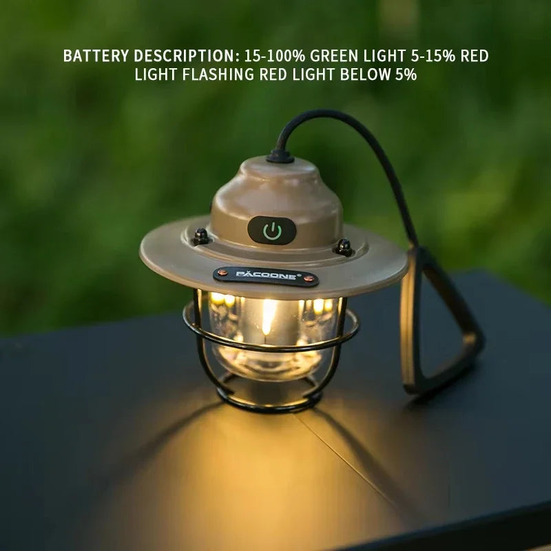 Outdoor Retro Smalldroplight, Campsite Lamp, Atmosphere Lamp, USB Charging Tent Light, LED Camping Hangling Lamp