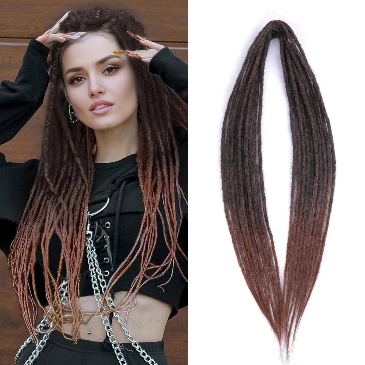 Dreadlock Extensions Handmade Crochet Hair Synthetic 24 36 Inches Dread Extension Crochet Braids For Women Dreadlocks Hair