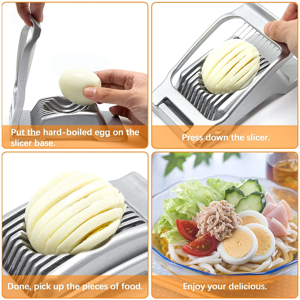 Multifunctional Egg Cutter Aluminium Alloy Egg Slicer Sectioner Cutter Mold Flower-Shape Luncheon Meat Cutter Kitchen Gadgets