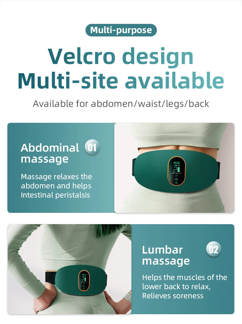 EMS Waist Abdominal Massage Belt Heating & Vibrating Slimming Fat Burner for Body Shaping Belly Back Leg Muscle Relief