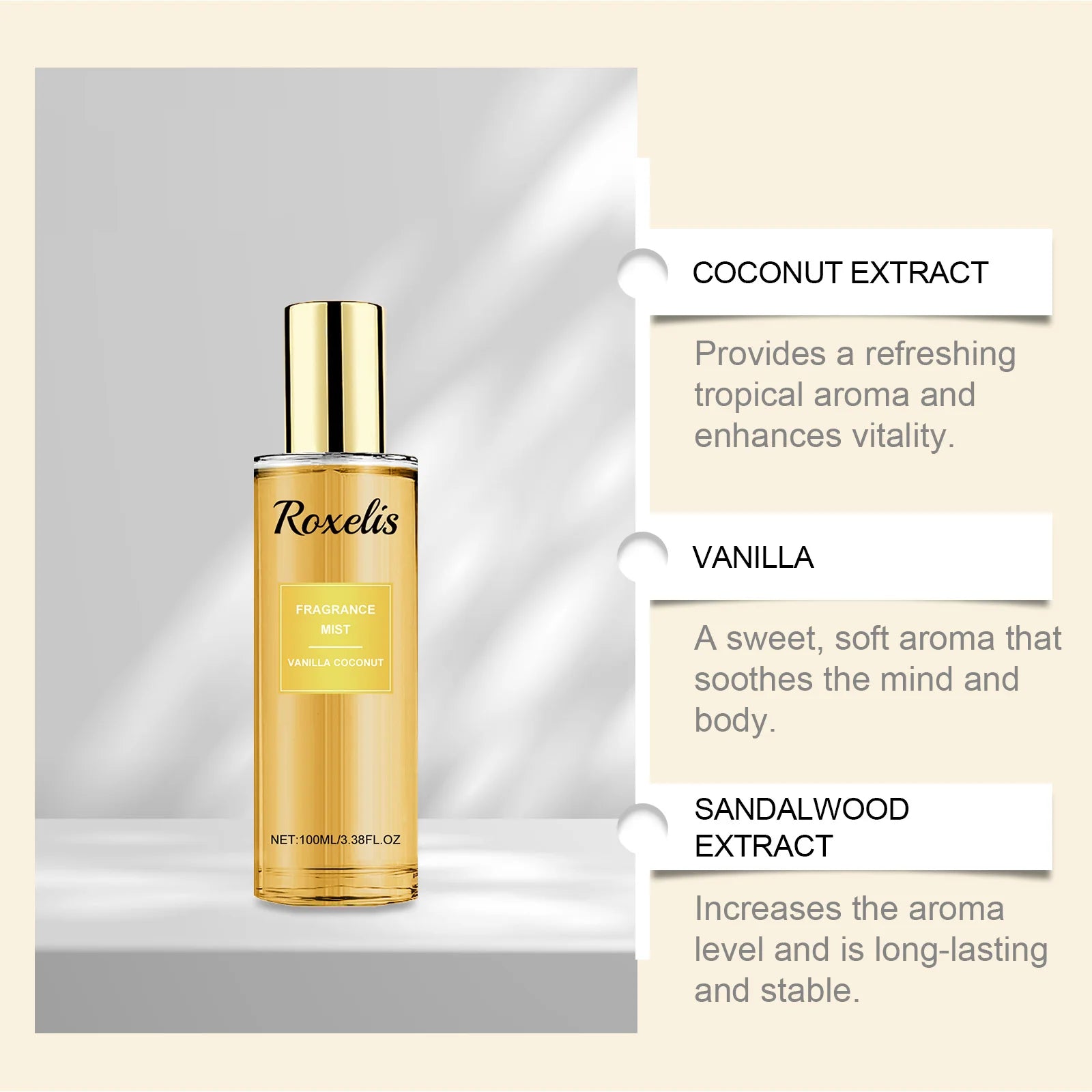 Vanilla Coconut Fragrance Spray, Long-Lasting Fresh Body Spray, Floral and Fruity Refreshing Body Fragrance