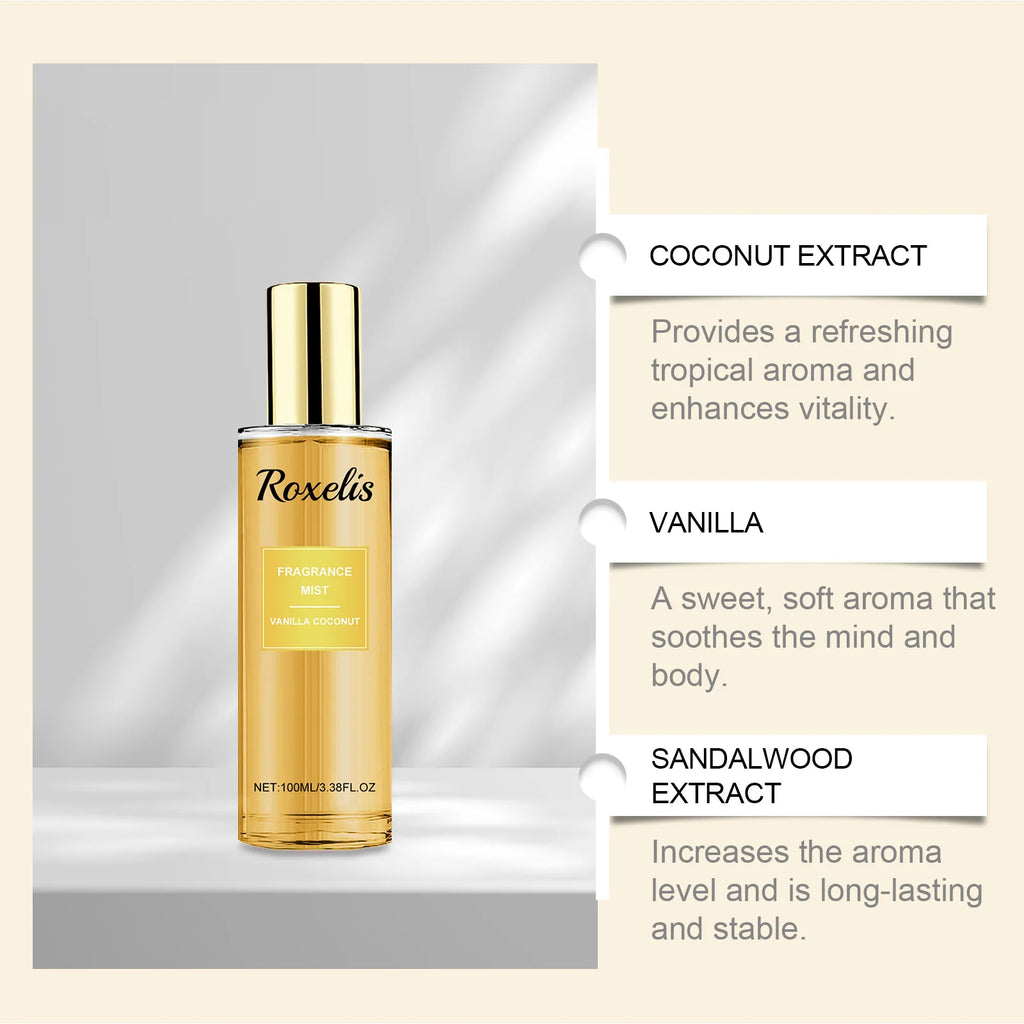 Vanilla Coconut Fragrance Spray, Long-Lasting Fresh Body Spray, Floral and Fruity Refreshing Body Fragrance