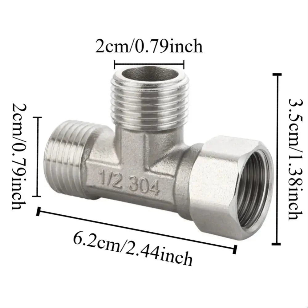 Fitting Stainless Steel 3 Ways Valve Shower Faucet Water Splitter T Adapter Converter Spray Nozzle Shower Valve Bathroom