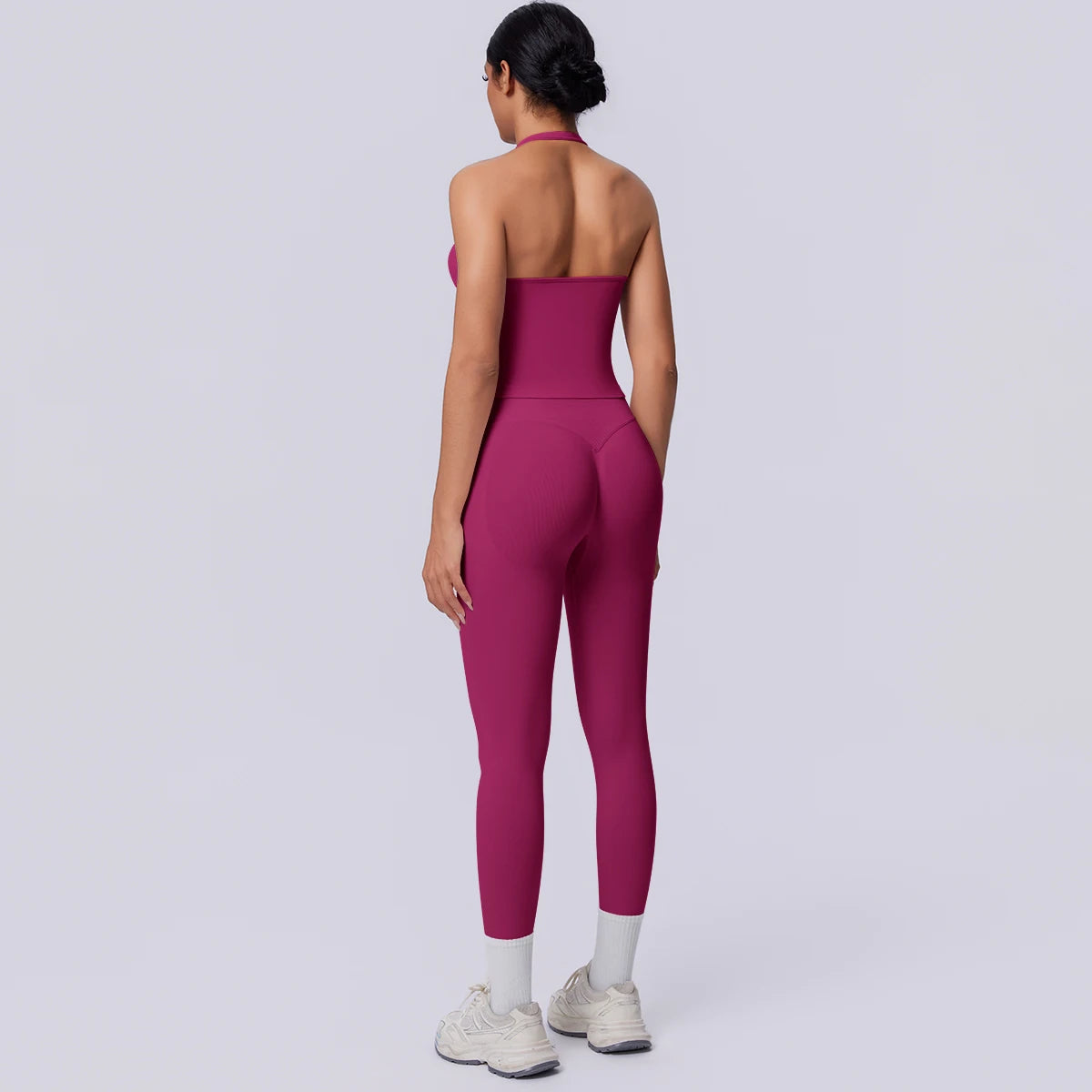 2PCS Woman Yoga Set Solid Color Sexy Fitness Top Summer Gym Workout High Stretch Female Pants Sports Fitness Clothing Yoga Set