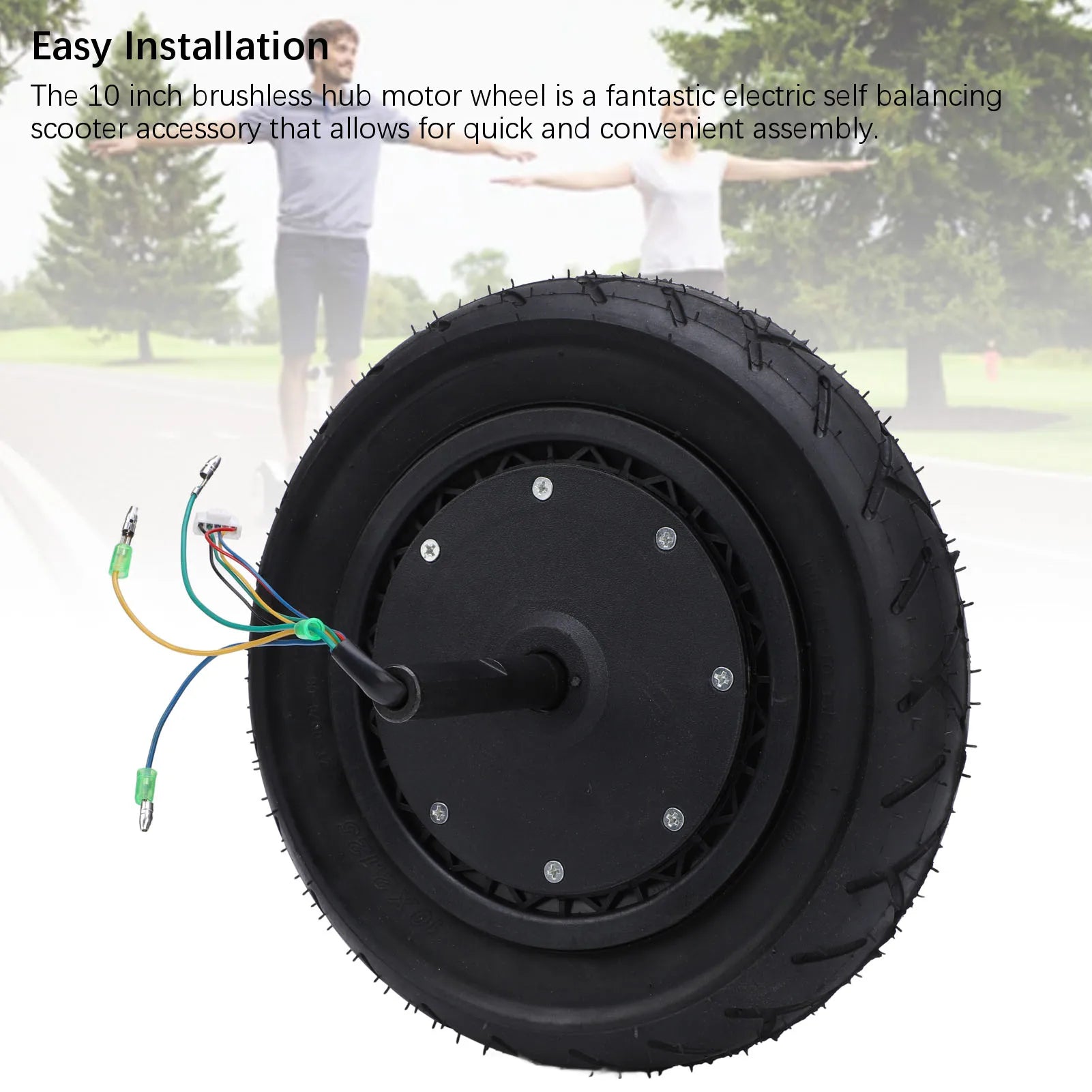 Electric Scooter Motor Wheel Noiseless Rubber Aluminum Alloy Scooter Hub Motor 10 Inch  Brushless Shock Absorbing for DIY