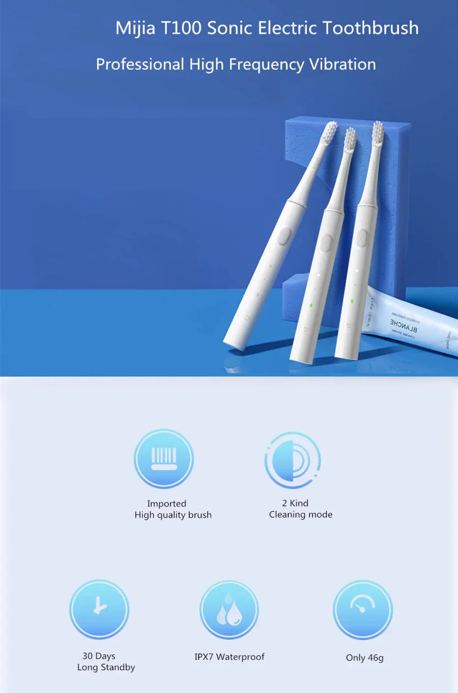 Original Mijia T100 Electric Toothbrush Head Ultrasonic Rechargeable Soft Головка зубной щетки Toothbrush Replace For Mijia T100