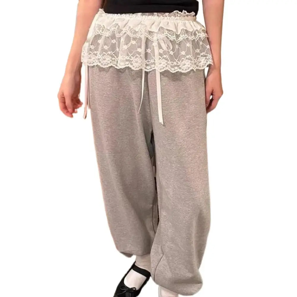Polyester Embroidered Flower Lace Mini Skirt See Through Y2K Streetwear Ruched Skirts Harajuku Butt Curtain Jeans Decoration