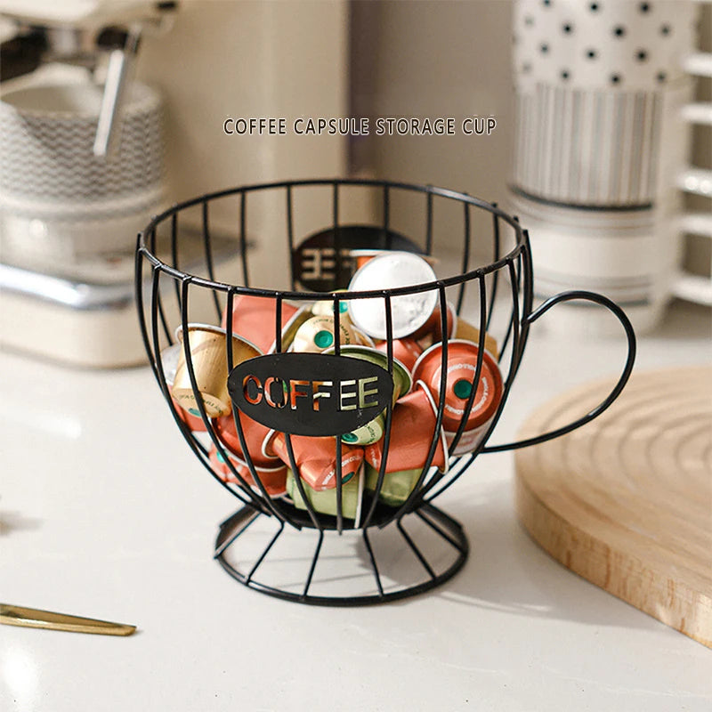 Metal Coffee Capsule Holder Large Capacity Cup Coffee Pod Organizer for Coffee Shop Bar Display Kitchen Storage Accessories