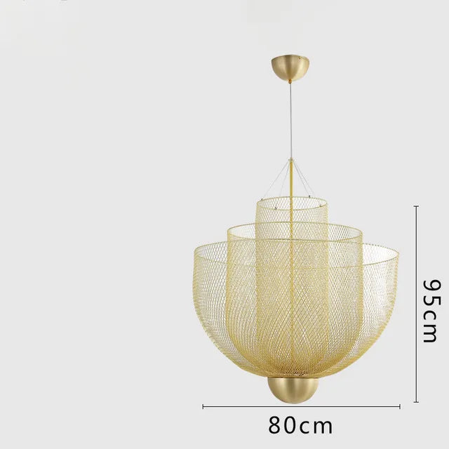 Modern Ceiling Chandeliers Dimmable LED Pendant Light Modern Design Metal Grid Meshmatics Dining Hanging Lamp Suspension Fixture