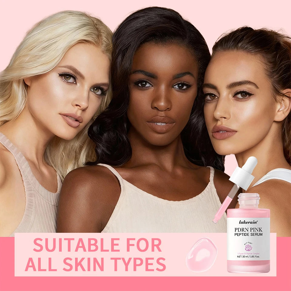 Lakerain Pink Peptide Serum Even-looking Skin Tone Dark Care Long-Lasting Hydration Low-Irritation Formula Firming Adenosine