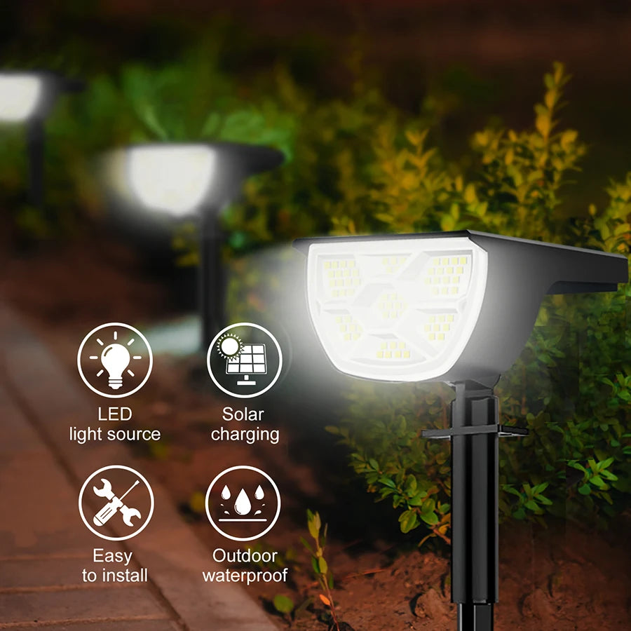 Outdoor 72/68 LED Solar Landscape Spotlights IP65 Waterproof Solar Light with 3 Modes Solar Garden Lighting for Outside Yard