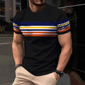 2026 Summer Men's Stripe 3D TShirt Casual BreathO-Neck Short Sleeve Tee for Outdoor Activities Summer Oversized Streetwear Tops