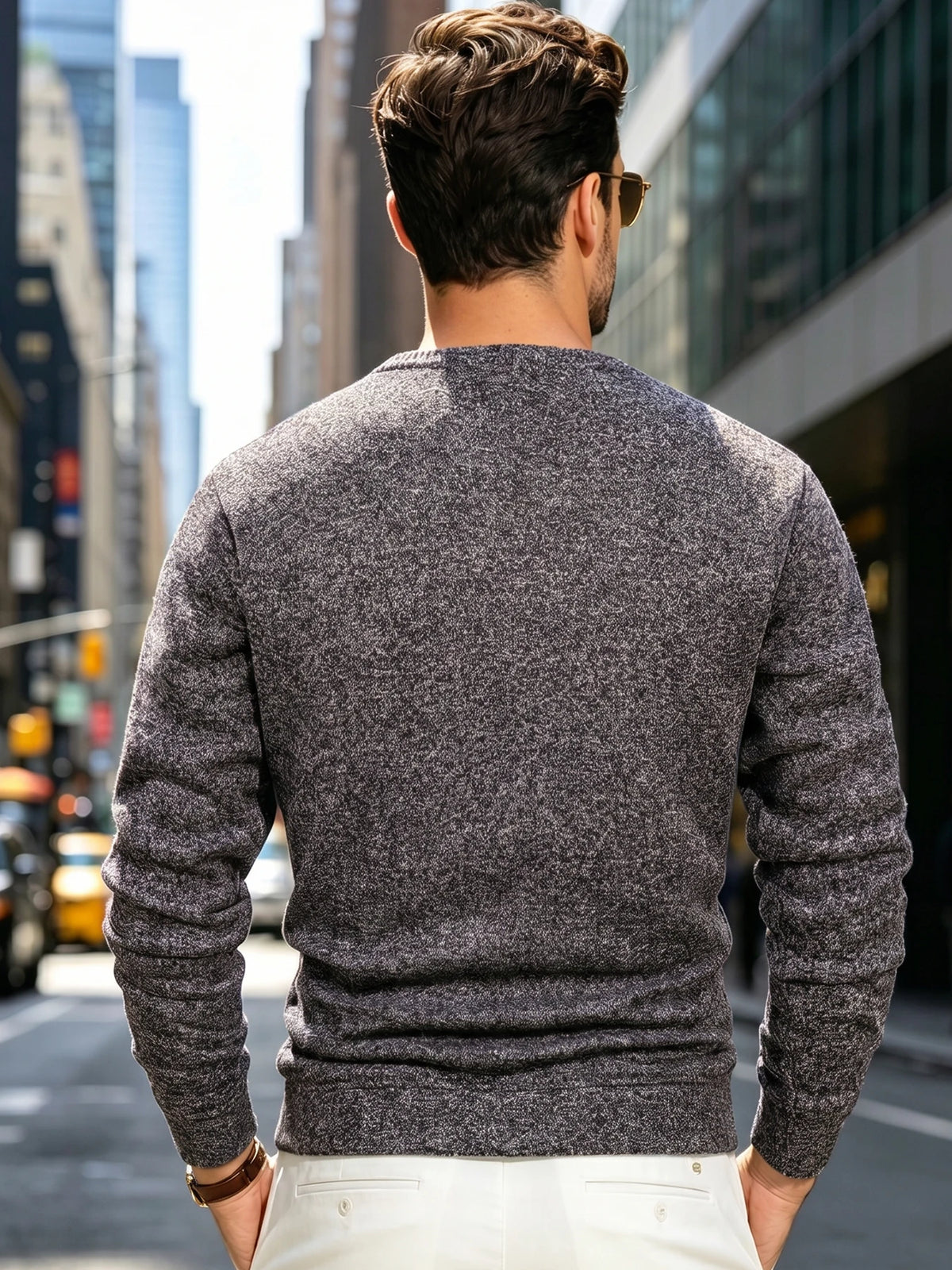Men's Crew Neck Heather Sweatshirt Autumn Winter Soft Ribbed Crewneck Pullover Reinforced Stitching Casual Daily Wear