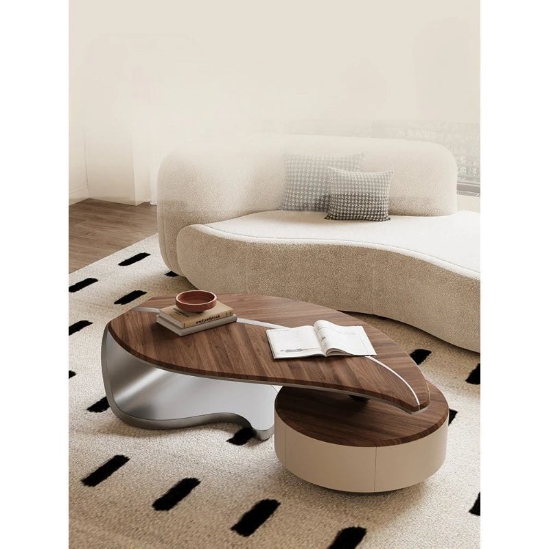 Light luxury solid wood leaf coffee table living room home antique special-shaped coffee table