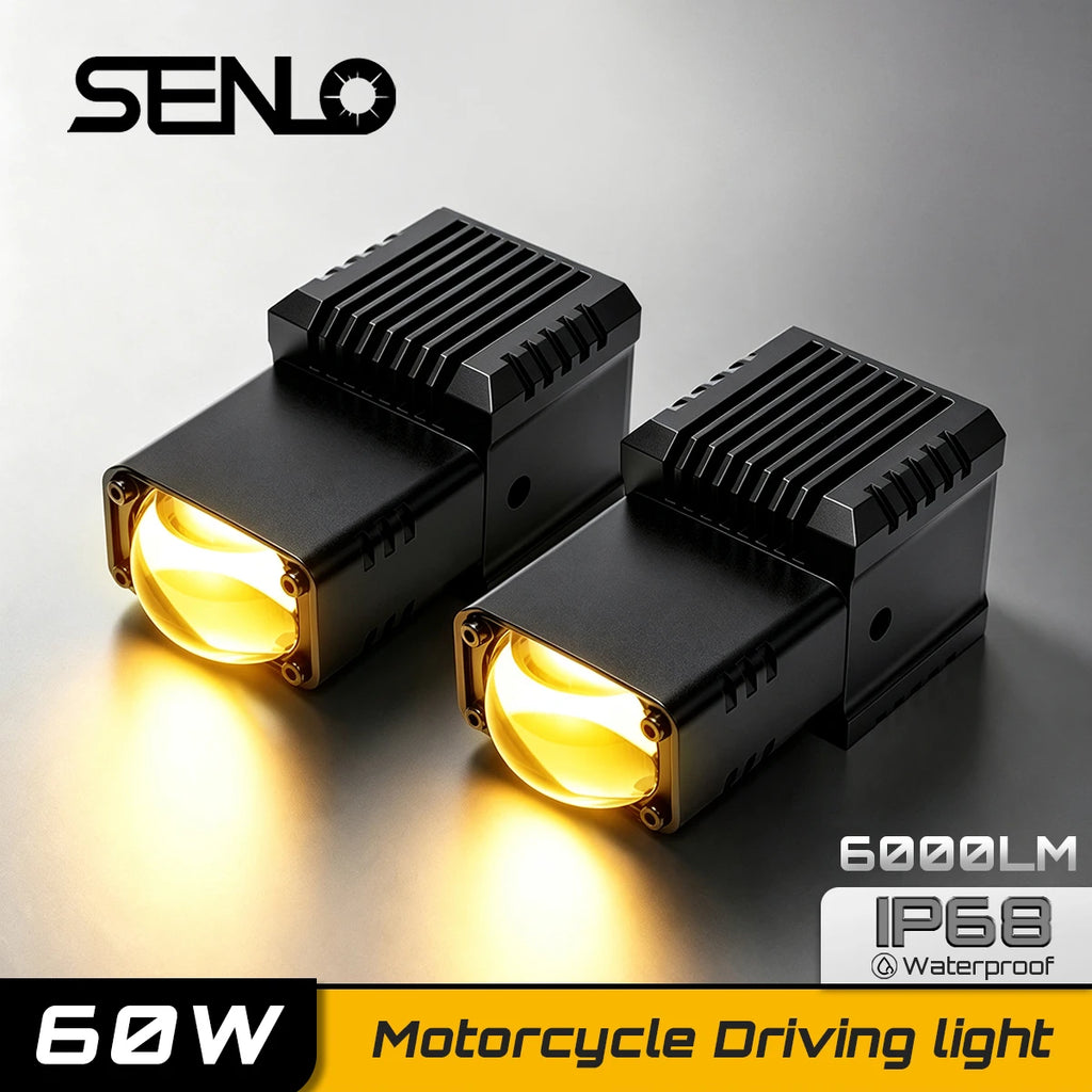 2PC Senlo T1GT 60W Grile LED Light Pods Car Front Headlight Auxiliary Projector Lens Car Fog Lamp 6000LM Motorcycle Accessories