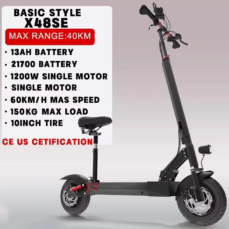 1200W-6000W SingleDual Motor Electric Scooter Adults 72V 60V 52V 48V Off Road Winter Snow Anti-Slip Foldable E-Scooter