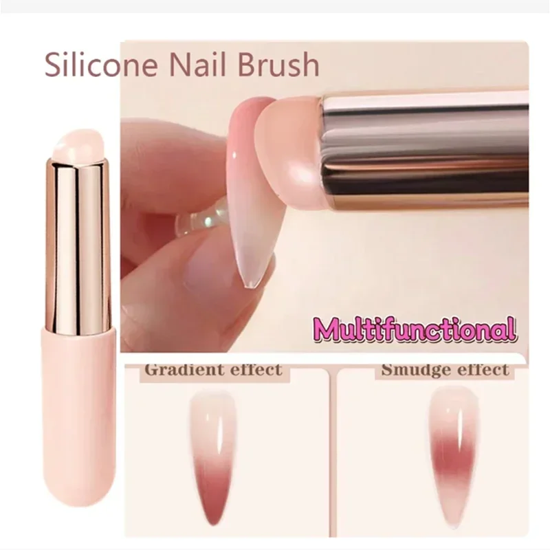 Nail Art Silicone Brush Reusable Mirror Powder Pigment Applying Manicure Tool Gradient Effect Nail Arts Silicone Applicator