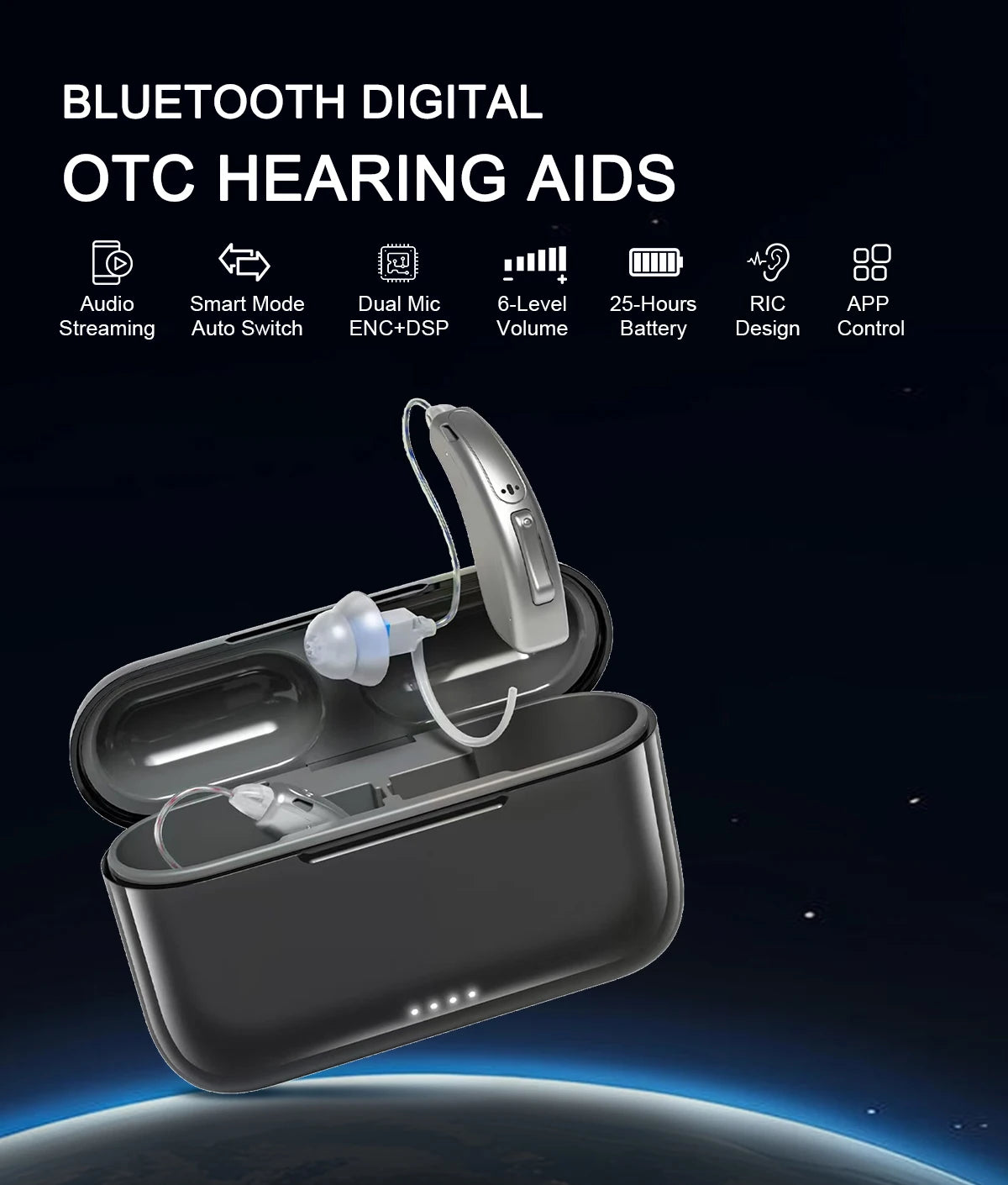 New Hearing Aids with Noise Cancellation Bluetooth Rechargeable Hearing Aids for Seniors Hearing Aid High Quality Audifonos