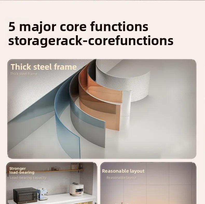 Kitchen Storage Shelf Metal Frame Organizer Stand for Microwave Oven Pantry Furniture for Home Dining Room Restaurant