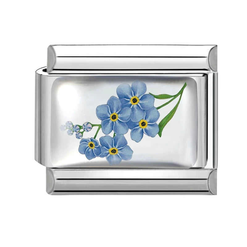 2025 Women's Fashion Colorful Flowers Sunflower Tulip Orchid Daisy Italian Charms Fit 9mm Stainless Steel Bracelet DIY Jewelry