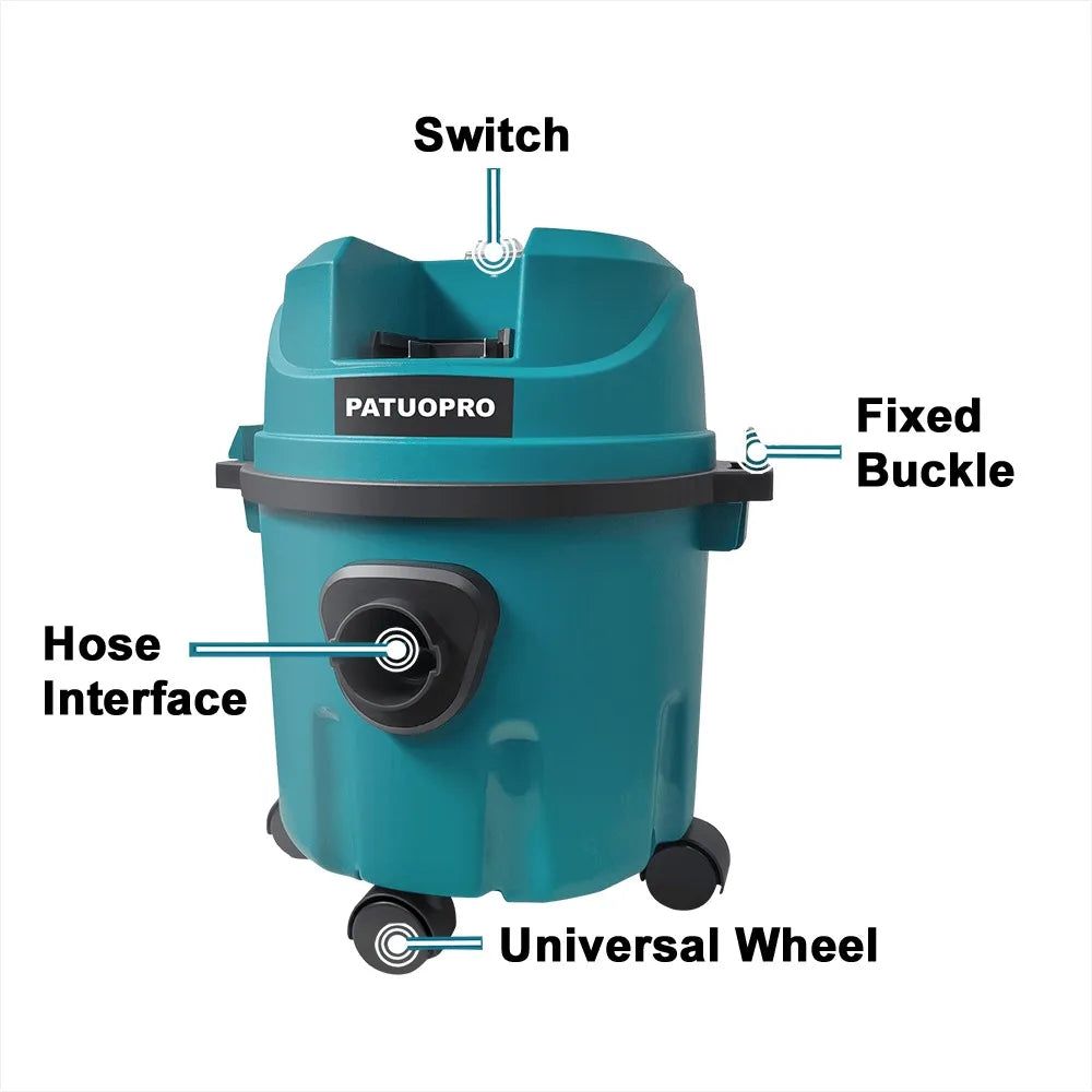 PATUOPRO Cordless Wet/Dry Vacuum Cleaner 10L Multifunction Floor Dust Car Pet Hair Cleaning Power Tool For Makita 18V Battery
