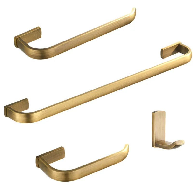 New Bathroom Accessories Set Antique Brass Brushed Toilet Paper Roll Holder Bath Towel Rail Ring Wall Mounted Robe Coat Hook