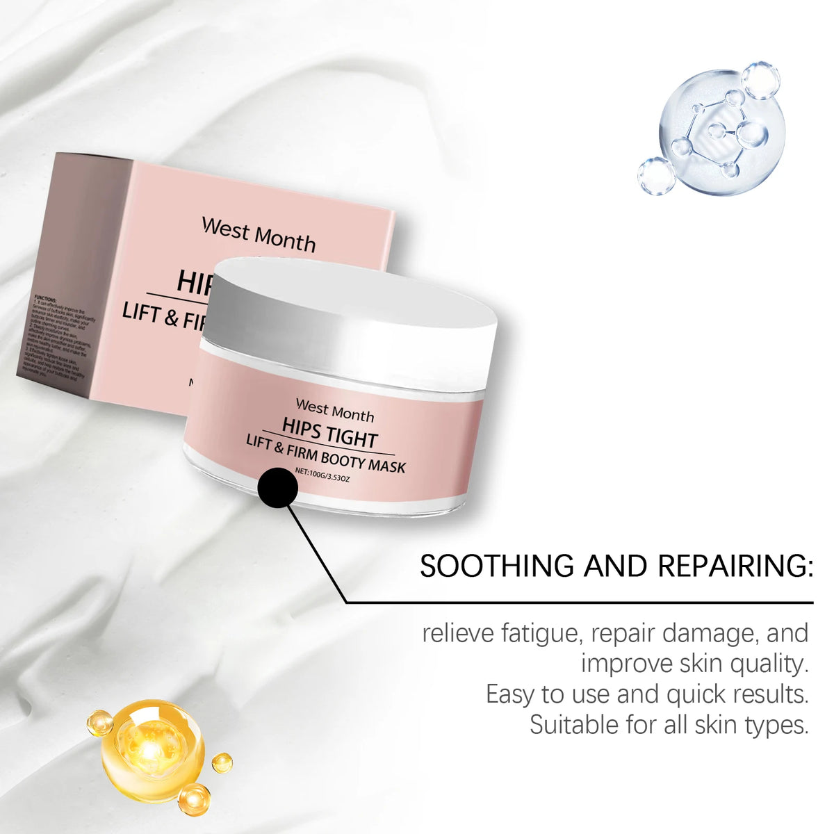 West Month Buttock Moisturizing Cream Buttock Care Firming Hydrating Moisturizing Lifting Nourishing Massage Care Cream
