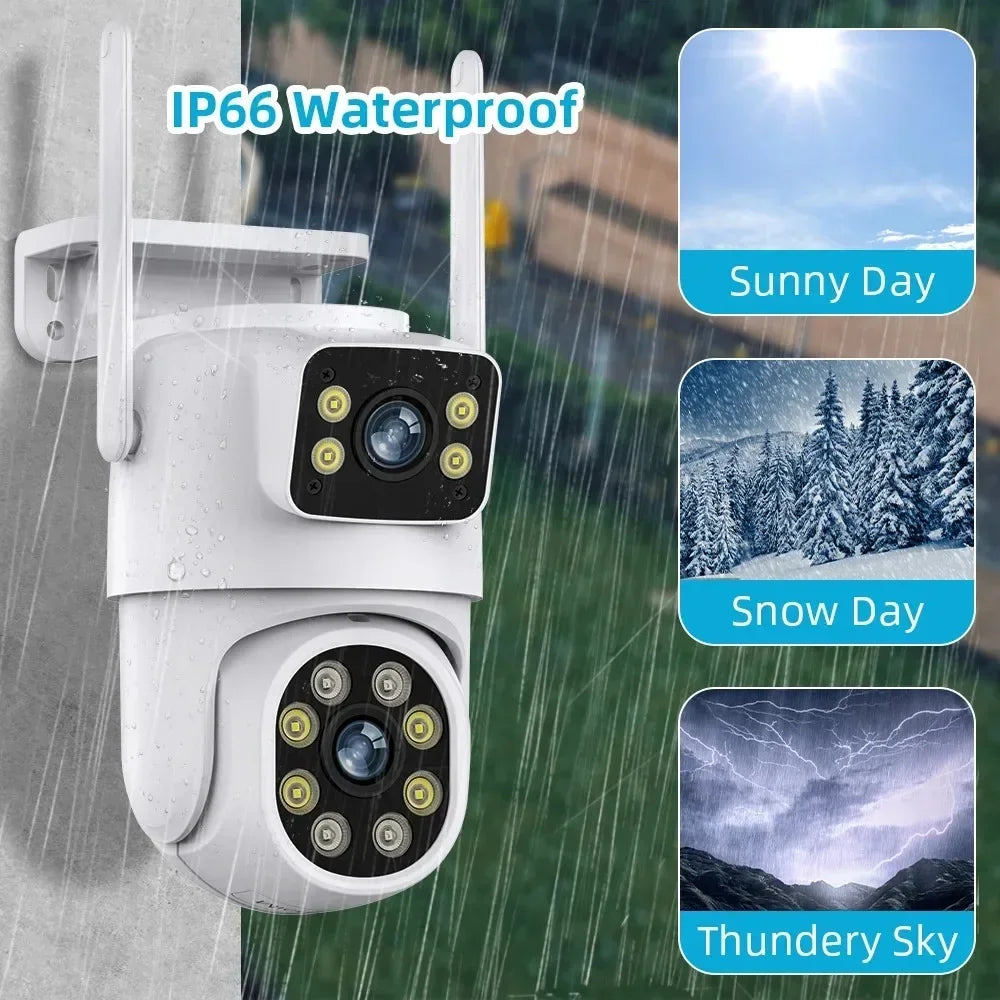 8MP Dual Lens Tuya Wifi Camera PTZ Outdoor 4K Wireless Dual Screen Security Camera Auto Tracking Monitoring ONVIF Alexa Support