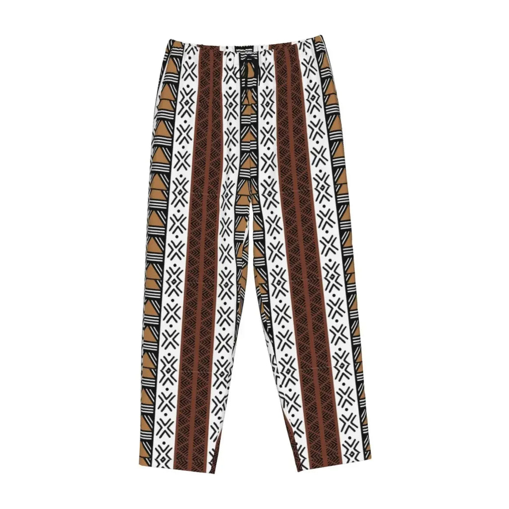 Custom African Tribal Bogolan Pattern Women Pajama Pants Lounge Sleep Sleepwear Bottoms with Pockets