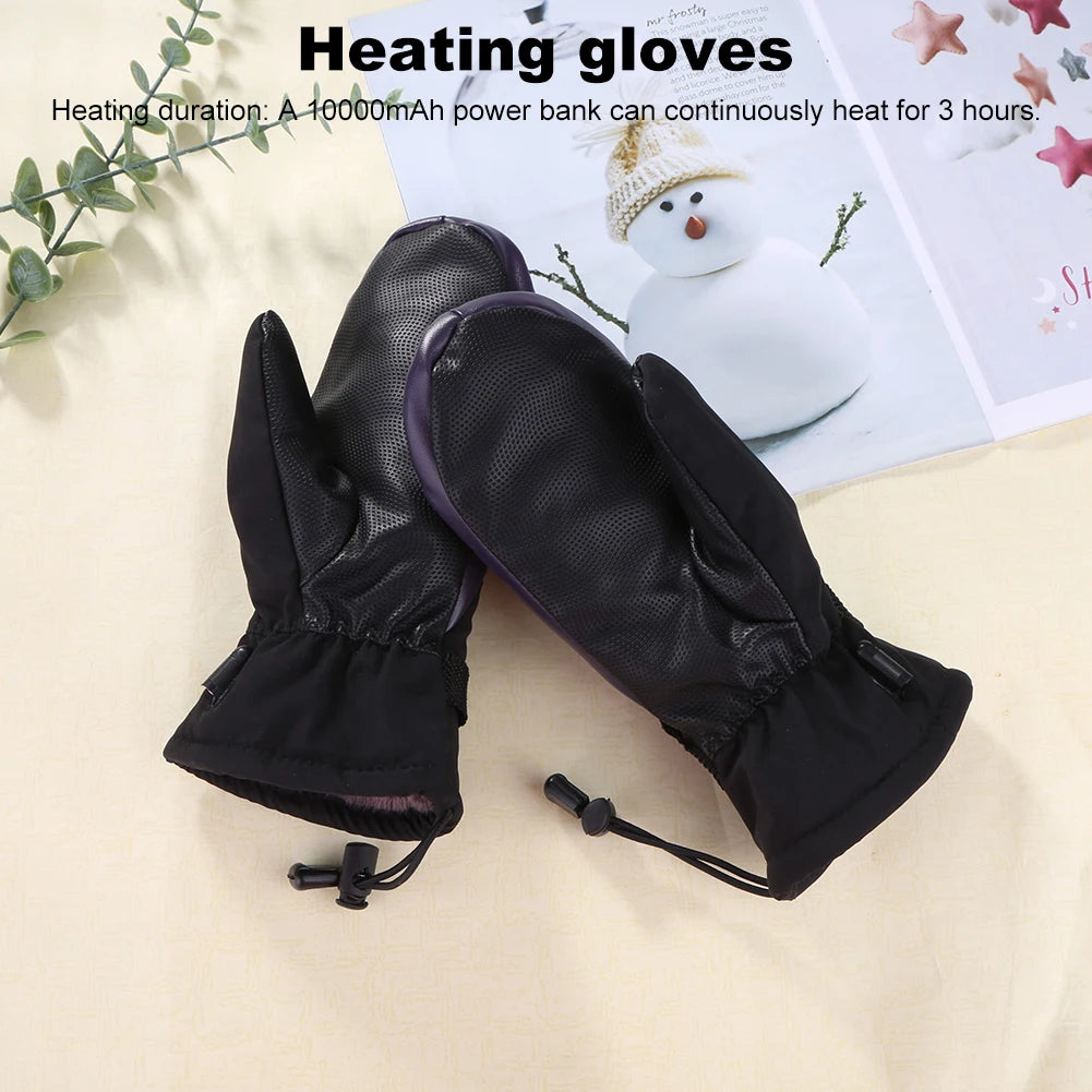 Winter Electric Heated Gloves Rechargeable USB Heating Gloves Men Women Motorcycle Gloves Skiing Cycling Excluding power bank