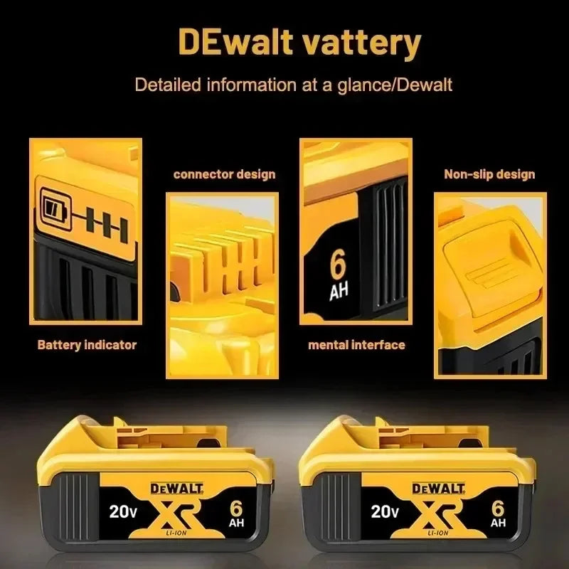 100% Original DeWalt 20V 6Ah 5Ah Battery Power Tool Replacement for DeWalt DCB206 DCB205 DCB202 DCB200 18V 20V Power Tool