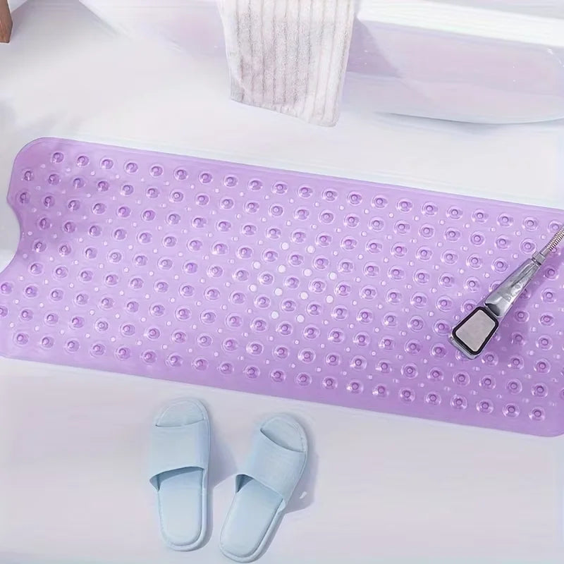 1Pc non-slip shower mat bathtub mat with drain holes and suction cups machine washable household bathroom shower carpet bathroom