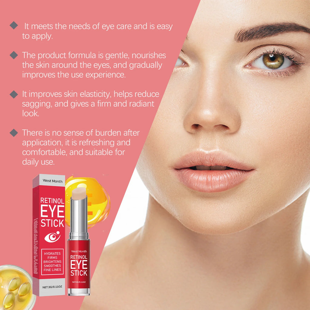 Retinol Eye Cream Stick - Firms and Elasticizes Skin, Moisturizes and Massages to Care for the Eye Area