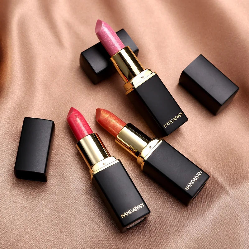 9 Colors Golden Glitter Matte Velvet Nude Metal Lipstick Shimmer Sexy Red Pigments Makeup Long Lasting Waterproof Profissional