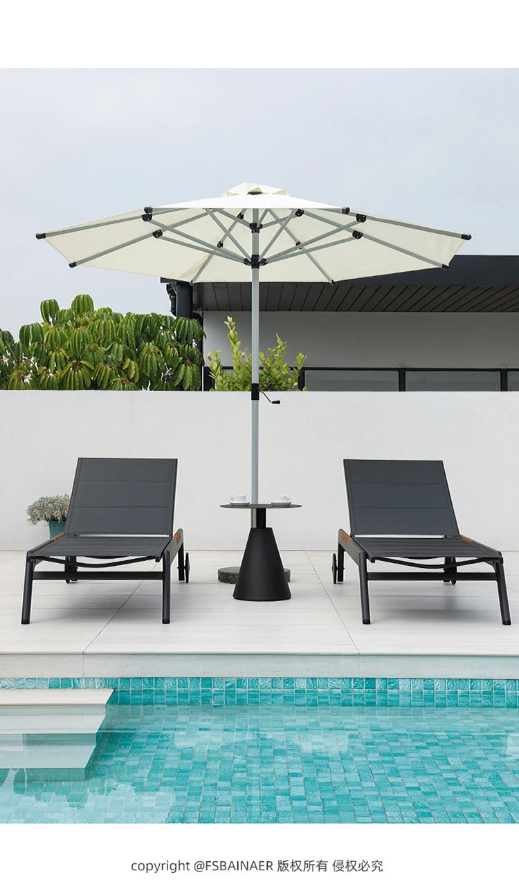 ZML Outdoor White Hotel Pool Sun Lounge Waterproof Seaside Beach Bed