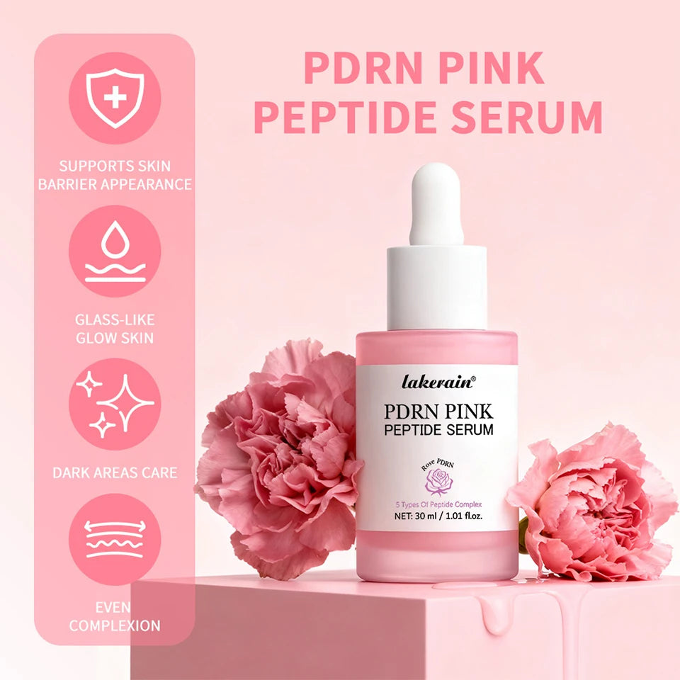 Lakerain Pink Peptide Serum Even-looking Skin Tone Dark Care Long-Lasting Hydration Low-Irritation Formula Firming Adenosine