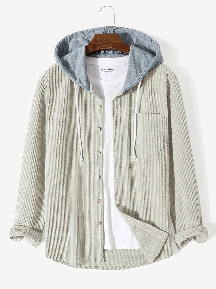 Men Cardigan Single Breasted Hoodies Hooded Sweatshirts Spliced Button Long Sleeve Outerwear Casual Sports Pockets Loose